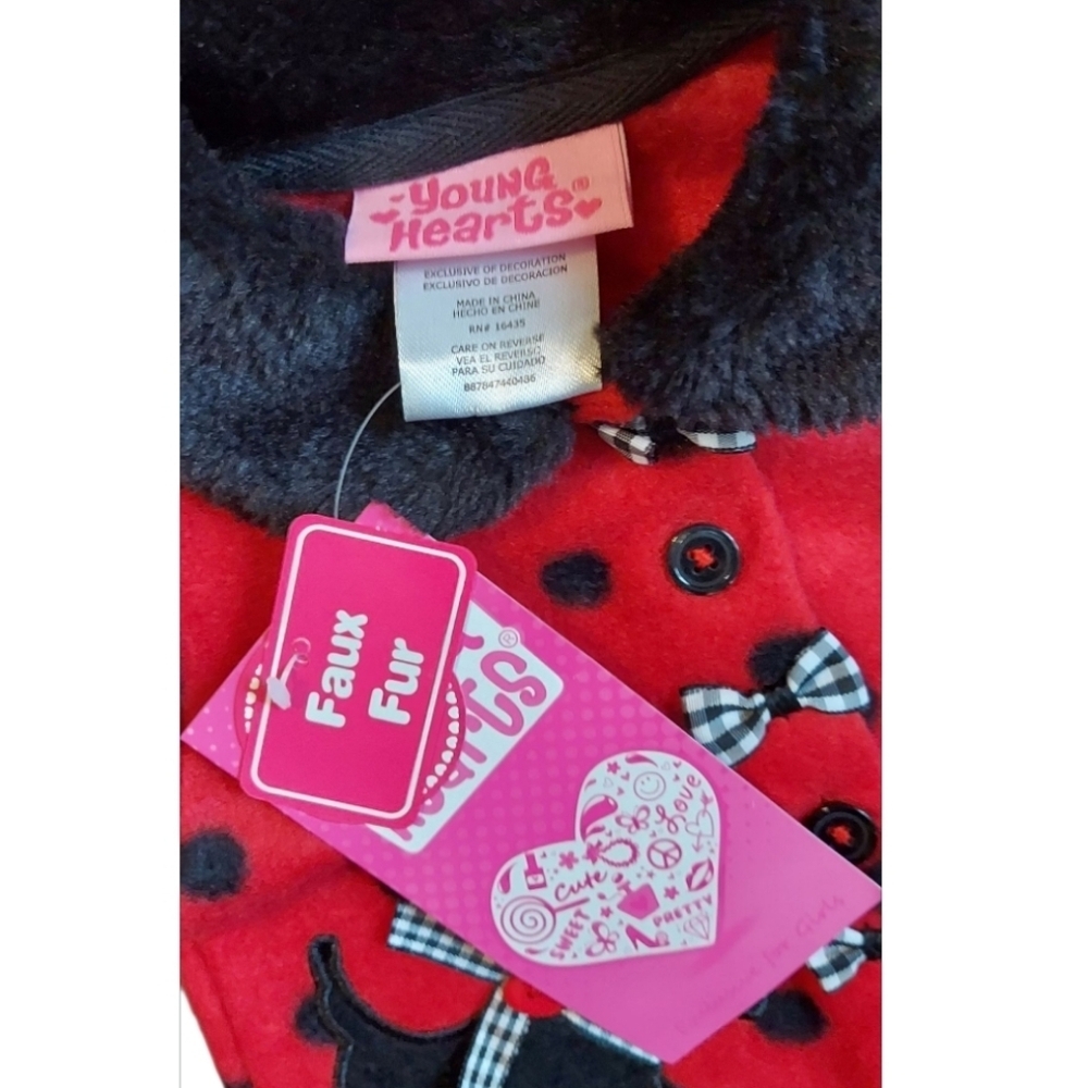 NWT Red and Black Polka Dot Scotty Dog Fur Jacket And Matching Pants ~Sz Newborn - Picture 4 of 4